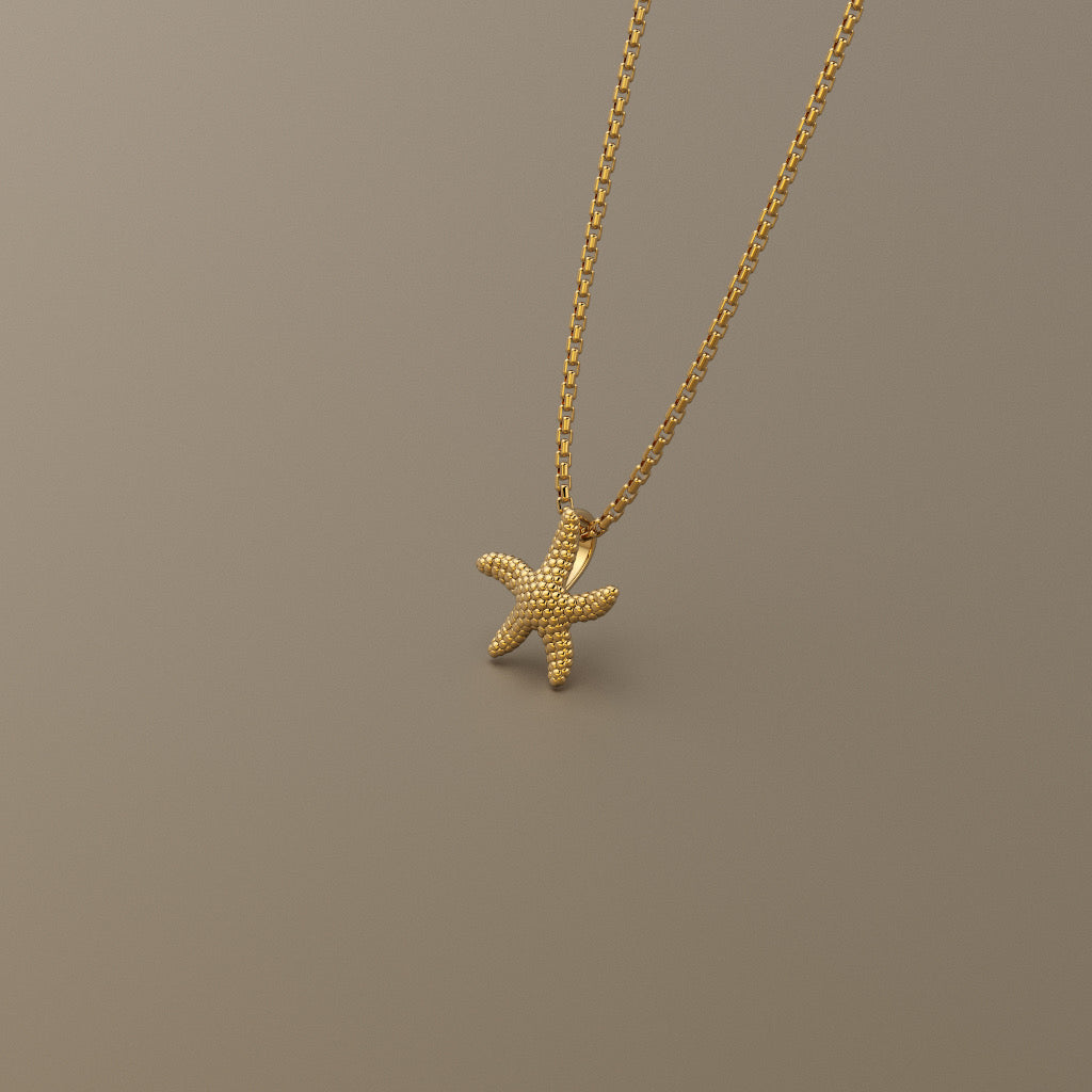 Gold 750 Sea star texture pendant small
