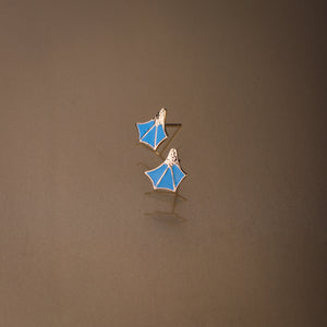 Gold 750 Blue footed booby stud earrings small
