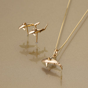 Gold 750 Galapagos shark whitetip stud earrings