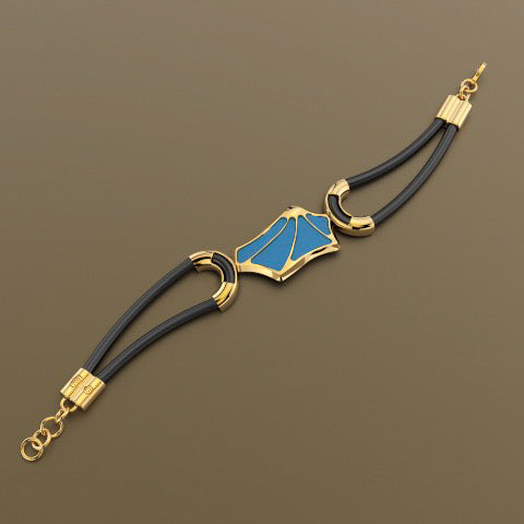 Gold 750 Blue feet rubber bracelet