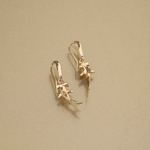 Gold 750 Hammerhead shark dangle earrings medium