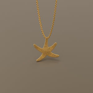 Gold 750 Sea star texture pendant large