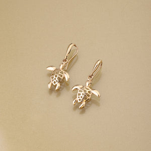 Gold 750 Sea turtle dangle earrings calado medium