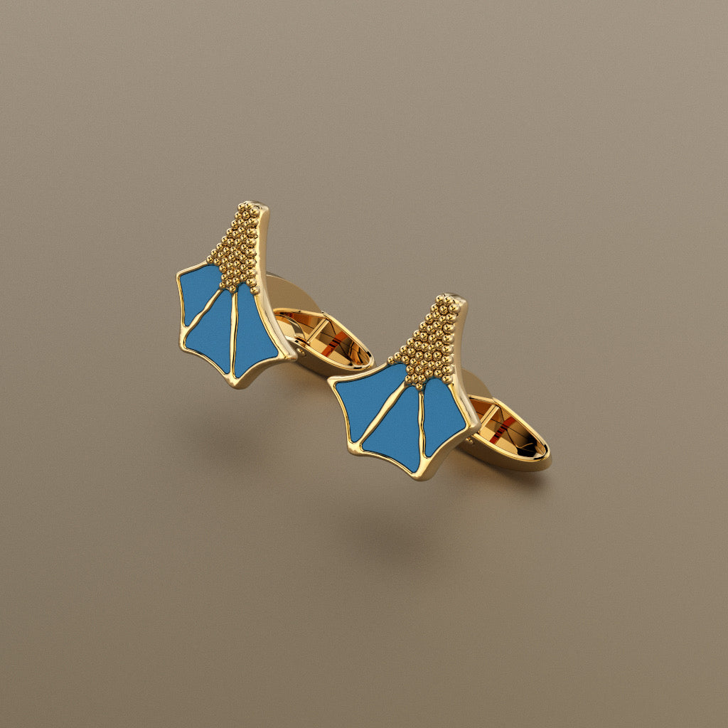 Gold 750 Blue footed bobby cufflinks