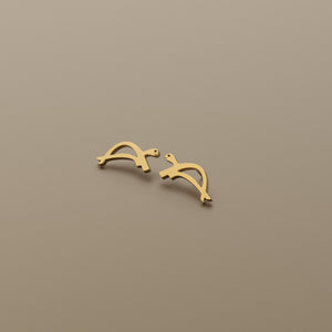 Gold 750 Giant turtle icon logo brand stud earrings small