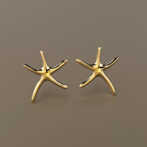Gold 750 Sea star stud earrings medium