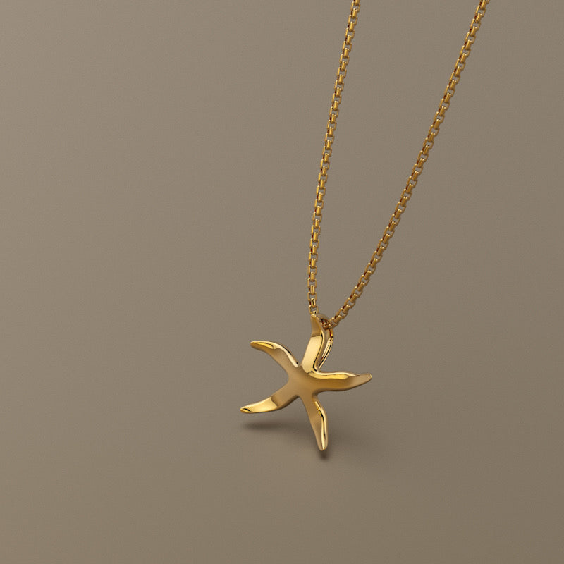 Gold 750 Sea star pendant curved medium