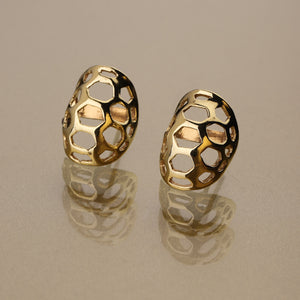 Gold 750 Giant turtle shell stud earrings medium