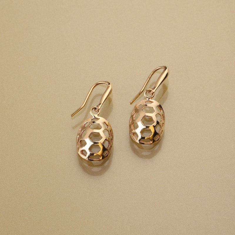 Gold 750 Giant turtle shell dangle earrings medium