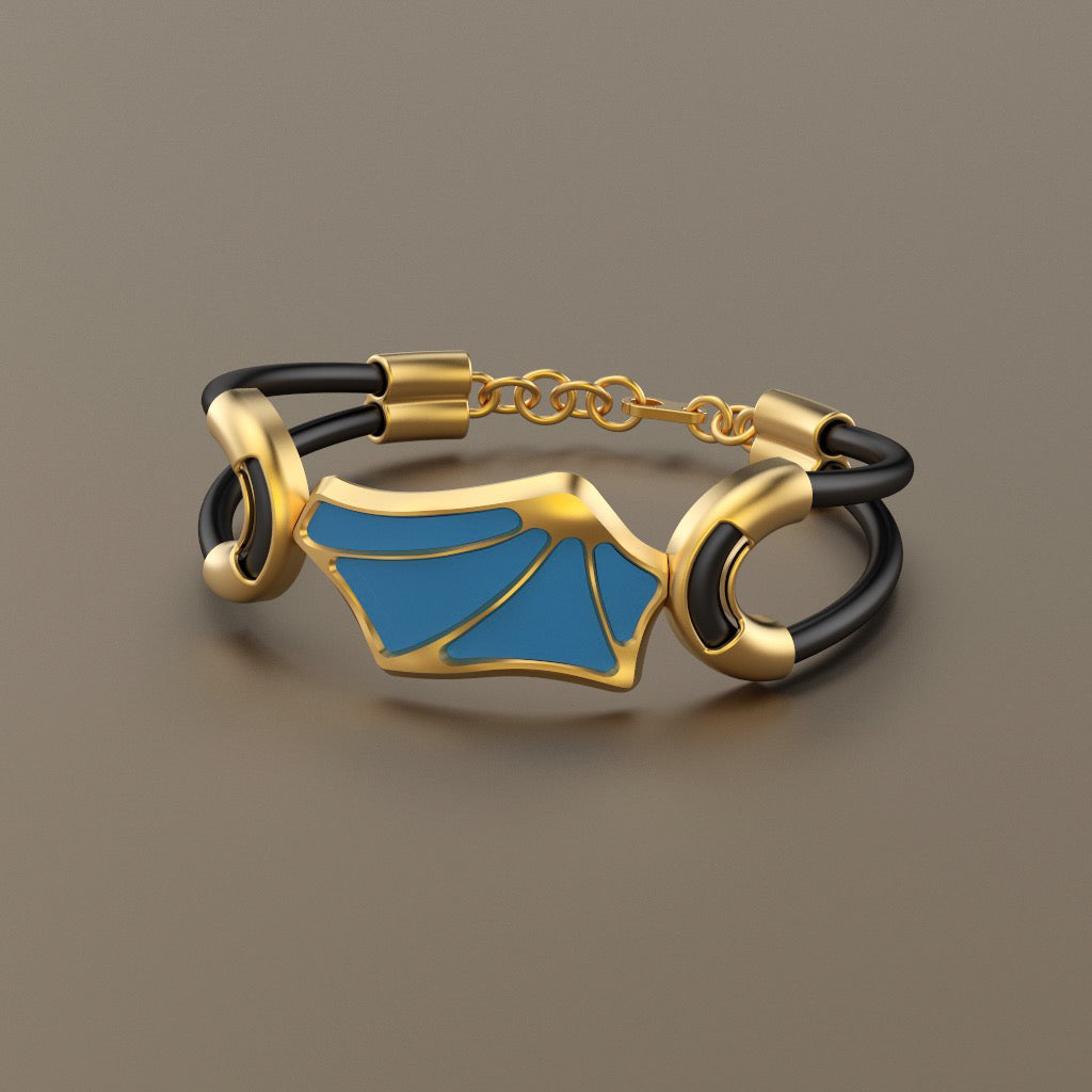 Gold 750 Blue feet rubber bracelet