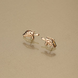 Gold 750 Giant turtle stud earrings small