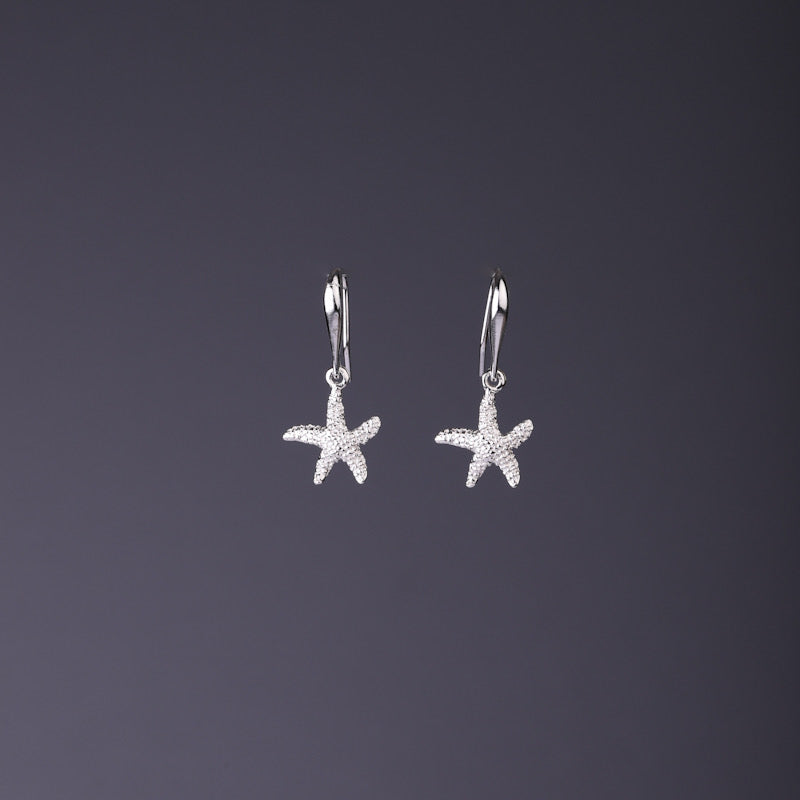 Sea star texture dangle earrings small