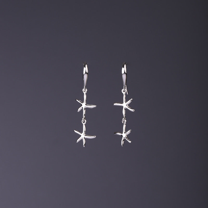 Sea star double dangle earrings small