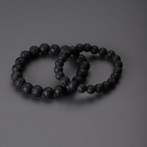 Black Natural Lava round stone bracelet