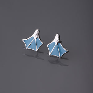 Blue footed booby stud earrings medium