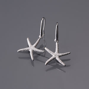 Sea star texture dangle earrings large